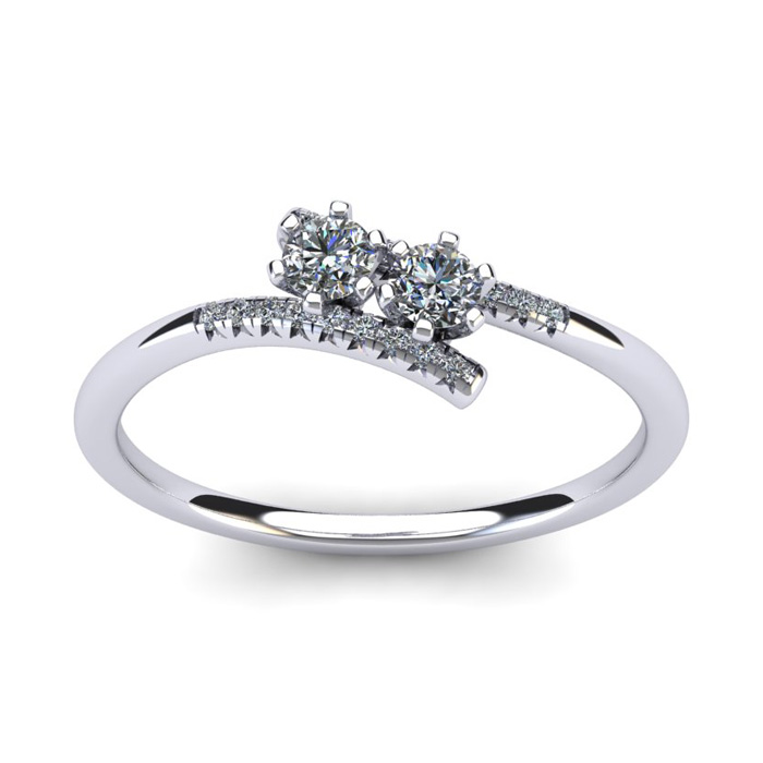 1/4 Carat Two Stone Diamond Ring In 14K White Gold (1.8 G) (I-J, I1-I2) By SuperJeweler