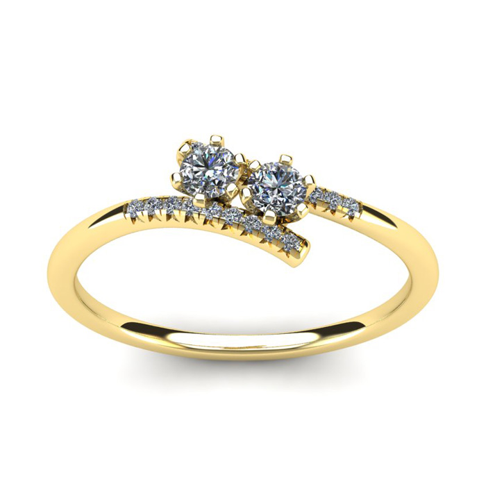 1/4 Carat Two Stone Diamond Ring in 14K Yellow Gold (1.8 g) (, I1-I2) by SuperJeweler