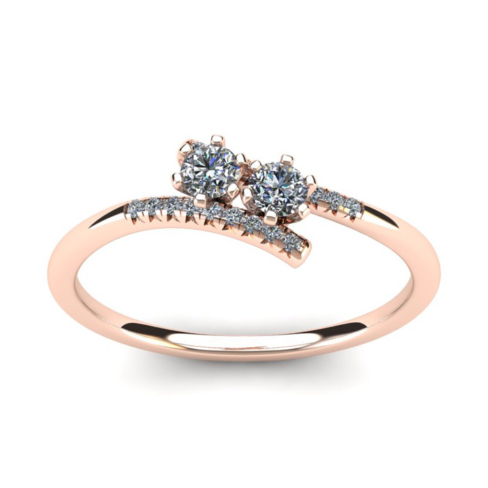 1/4 Carat Two Stone Diamond Ring In 14K Rose Gold (1.8 G) (I-J, I1-I2) By SuperJeweler