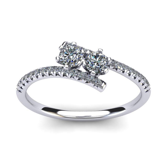 1/2 Carat Two Stone Diamond Ring in 14K White Gold (1.9 g) (, I1-I2) by SuperJeweler