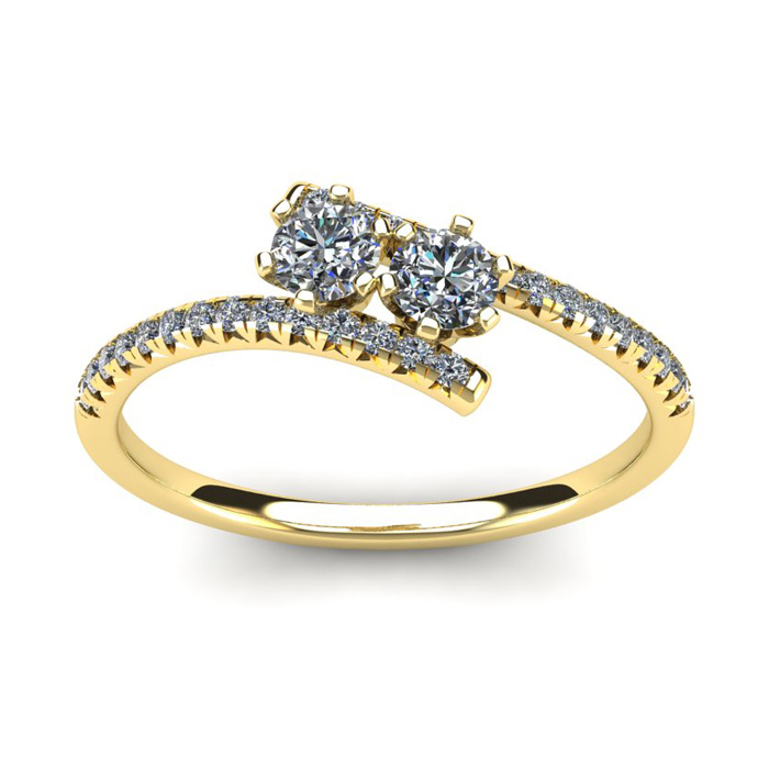 1/2 Carat Two Stone Diamond Ring in 14K Yellow Gold (1.9 g) (, I1-I2) by SuperJeweler