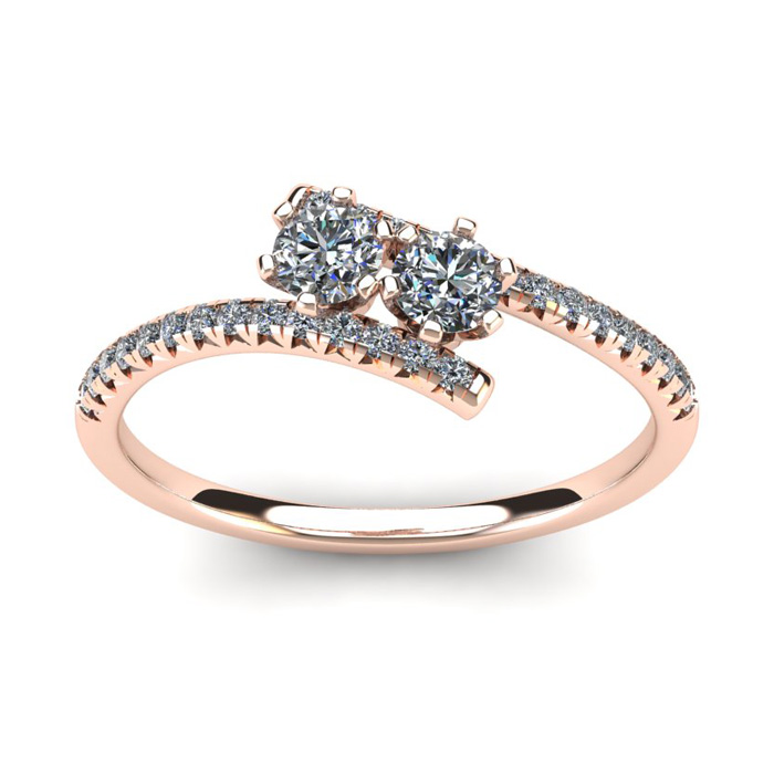 1/2 Carat Two Stone Diamond Ring in 14K Rose Gold (1.9 g) (, I1-I2) by SuperJeweler