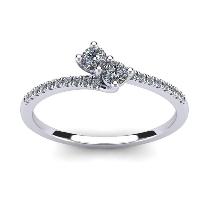 1/4 Carat Two Stone Diamond Bonded Love Ring in 14K White Gold (1.9 g) (, I1-I2) by SuperJeweler