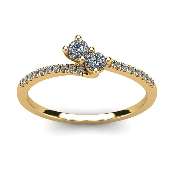 1/4 Carat Two Stone Diamond Bonded Love Ring in 14K Yellow Gold (1.9 g) (, I1-I2) by SuperJeweler