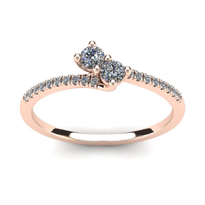 1/4 Carat Two Stone Diamond Bonded Love Ring in 14K Rose Gold (1.9 g) (, I1-I2) by SuperJeweler