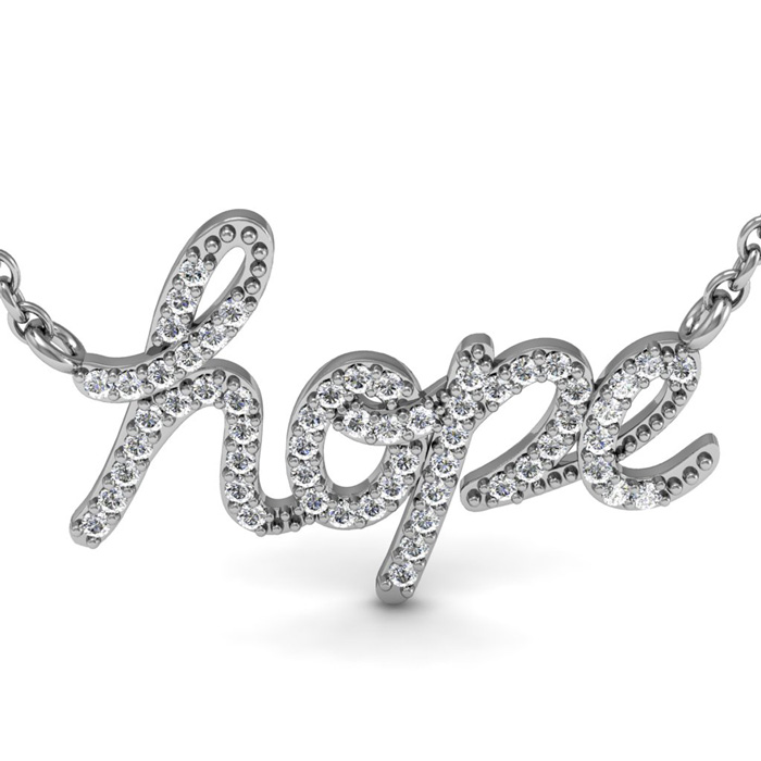 1/2 Carat Diamond Hope Necklace, Sterling Silver, 18 Inches,  By Adoriana