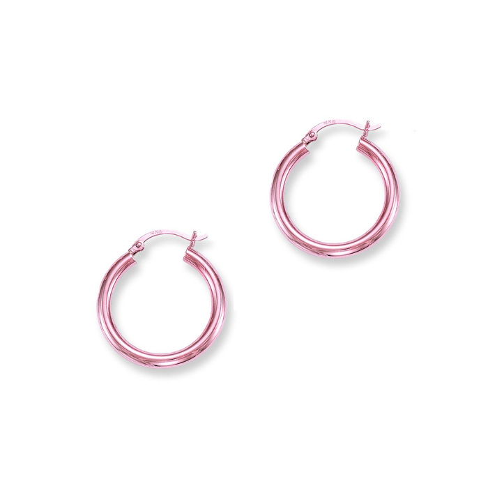 14K Rose Gold (1.70 g) Polish Finished 25mm Hoop Earrings w/ Hinge w/ Notched Closure by SuperJeweler