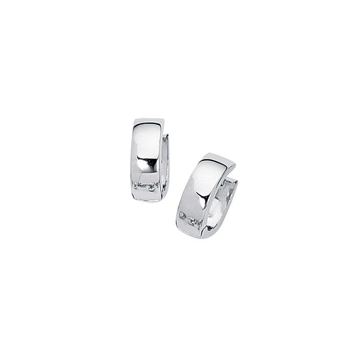 14K White Gold (3.20 g) Polish Finished 15mm Snuggie Hoop Earrings w/ Hidden Snap Backs by SuperJeweler