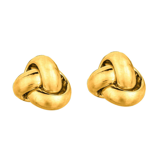 14K Yellow Gold (0.95 g) Polish Finished 9mm Love Knot Stud Earrings w/ Friction Backs by SuperJeweler