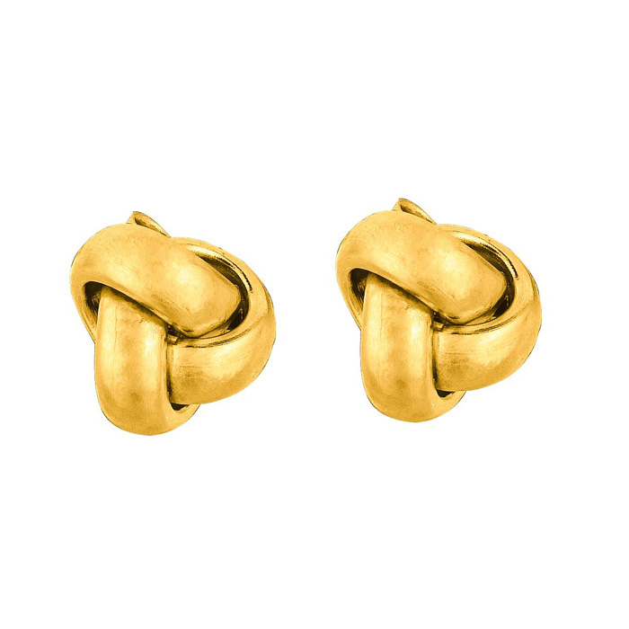 14K Yellow Gold (0.68 g) Polish Finished 7mm Love Knot Stud Earrings w/ Friction Backs by SuperJeweler