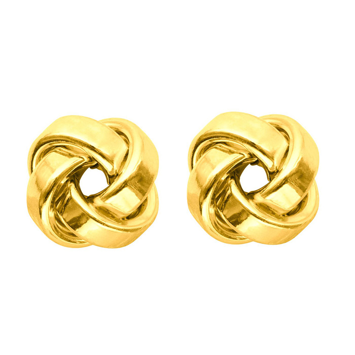 14K Yellow Gold (1.60 g) Polish Finished 9mm Love Knot Stud Earrings w/ Friction Backs by SuperJeweler