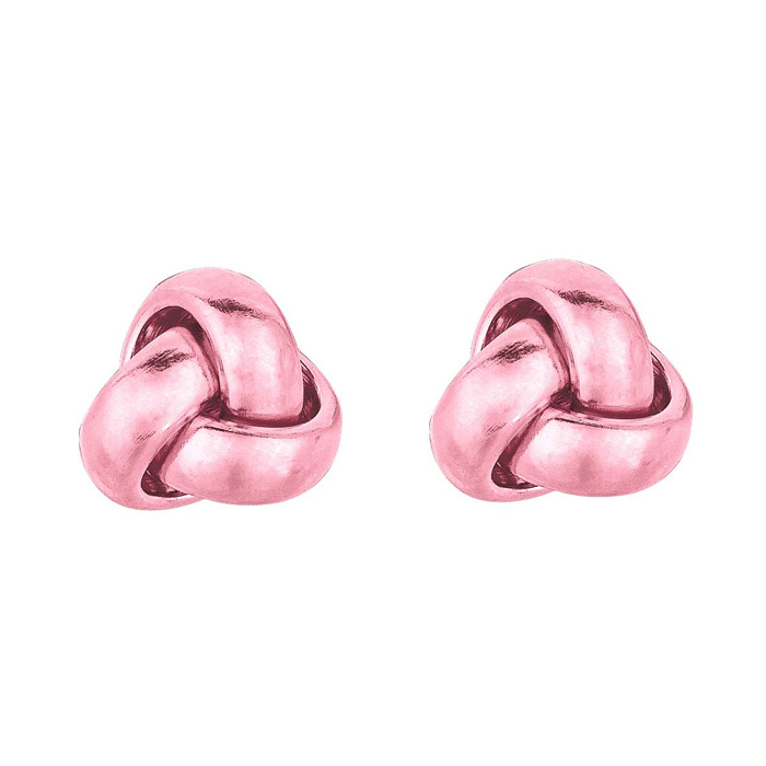 14K Rose Gold (0.68 G) Polish Finished 9mm Love Knot Stud Earrings W/ Friction Backs By SuperJeweler