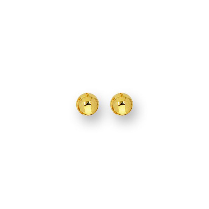 14K Yellow Gold Polish Finished 10mm Ball Stud Earrings W/ Friction Backs By SuperJeweler