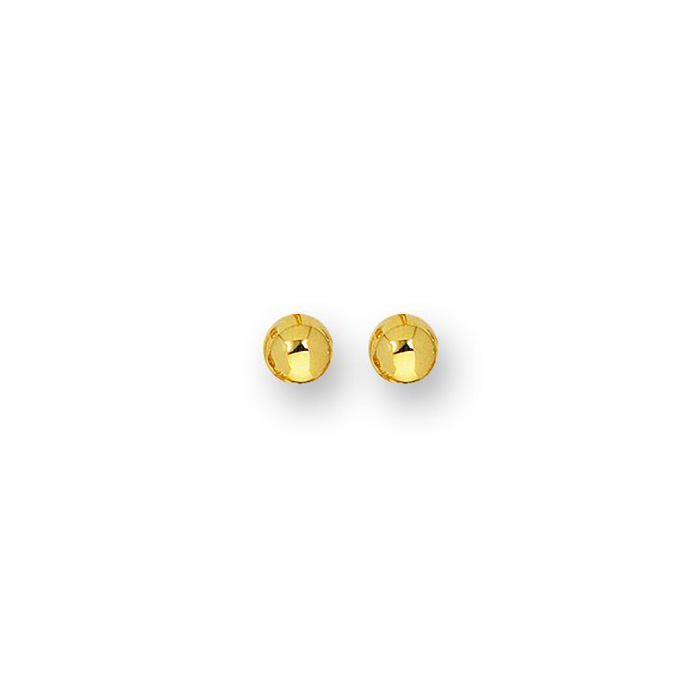 14K Yellow Gold Polish Finished 7mm Ball Stud Earrings W/ Friction Backs By SuperJeweler