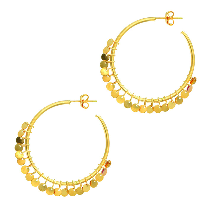 14K Yellow Gold (2.65 g) Polish Finished 30mm Disc Hoop Earrings w/ post w/ friction backs by SuperJeweler