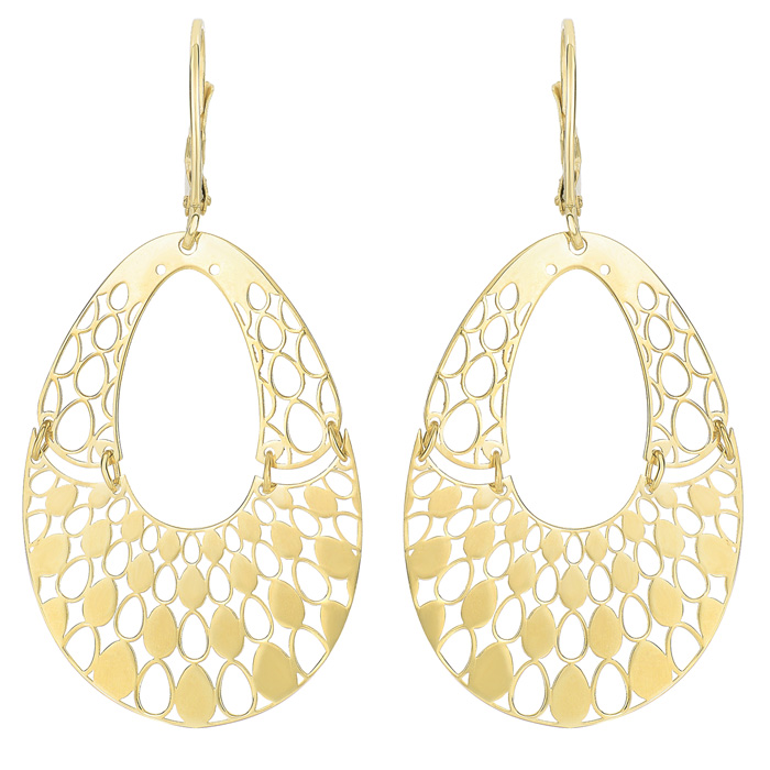 14K Yellow Gold (3 g) Polish Finished Swinging Teardrop Dangle Earring w/ Fishhook Backs, 1.5 Inches by SuperJeweler