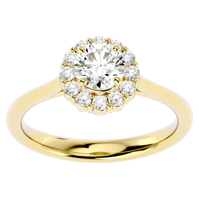 1 Carat Halo Diamond Engagement Ring in 14K Yellow Gold (3.80 g) (, I1-I2 Clarity Enhanced) by SuperJeweler