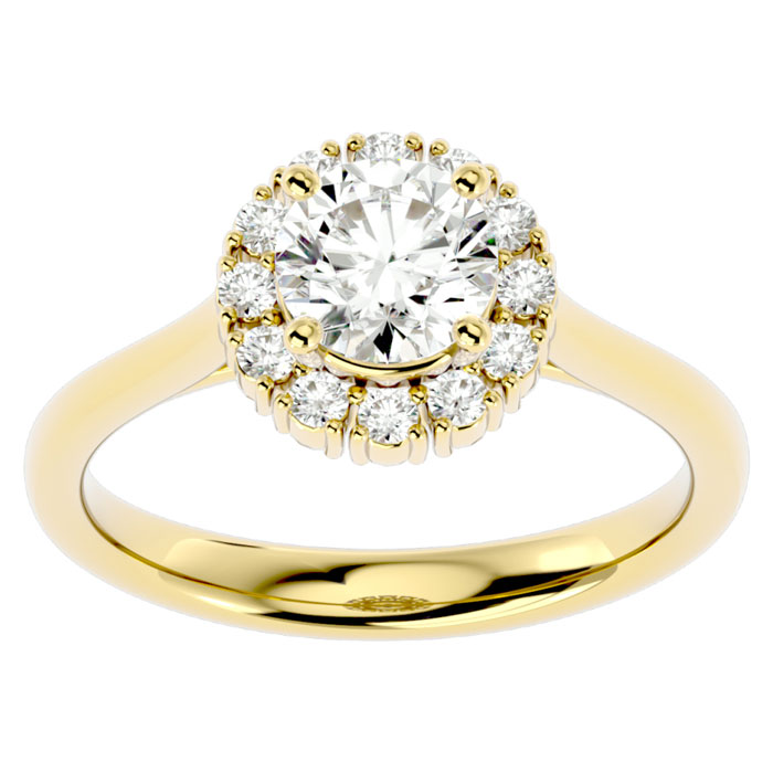 1 1/3 Carat Halo Diamond Engagement Ring in 14K Yellow Gold (4 g) (, I1-I2 Clarity Enhanced) by SuperJeweler