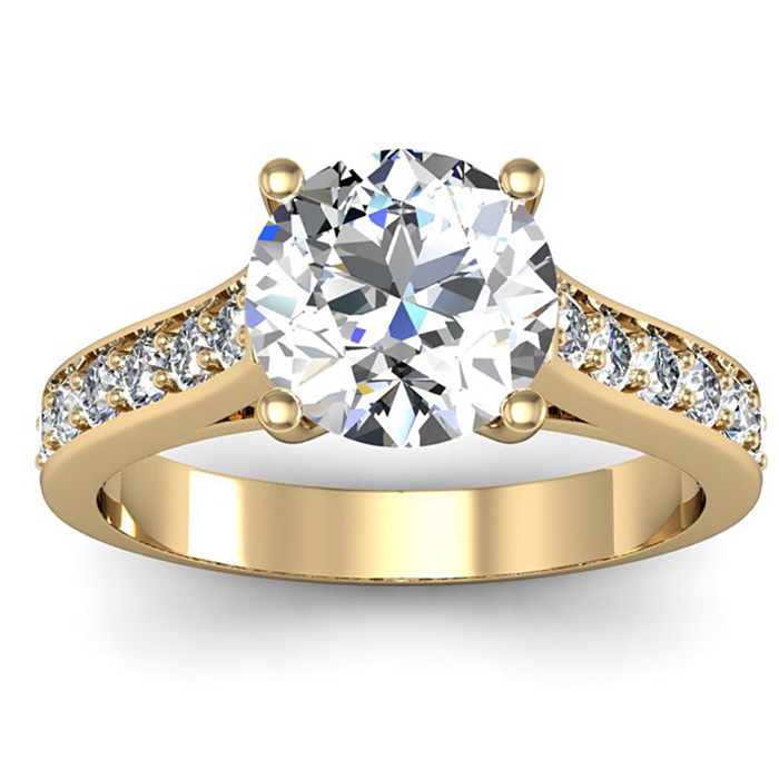 2.5 Carat Classic Engagement Ring w/ 2 Carat Center Diamond in 14K Yellow Gold (4 g) (  I1-I2 Clarity Enhanced)  Size 5 by SuperJeweler