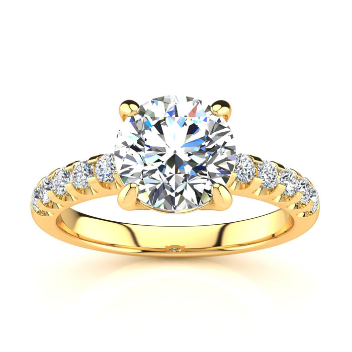 2 1/3 Carat Traditional Diamond Engagement Ring w/ 2 Carat Center