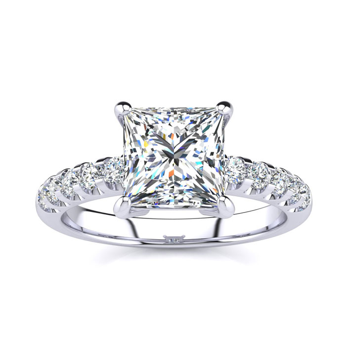 2.5 Carat Traditional Diamond Engagement Ring w/ 2.15 Carat Cente