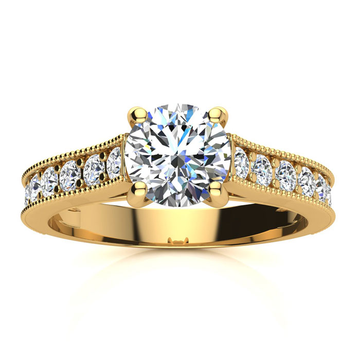 1.5 Carat Diamond Engagement Ring w/ 1 Carat Center Diamond in 14K Yellow Gold (3.7 g) (, I2 Clarity Enhanced) by SuperJeweler