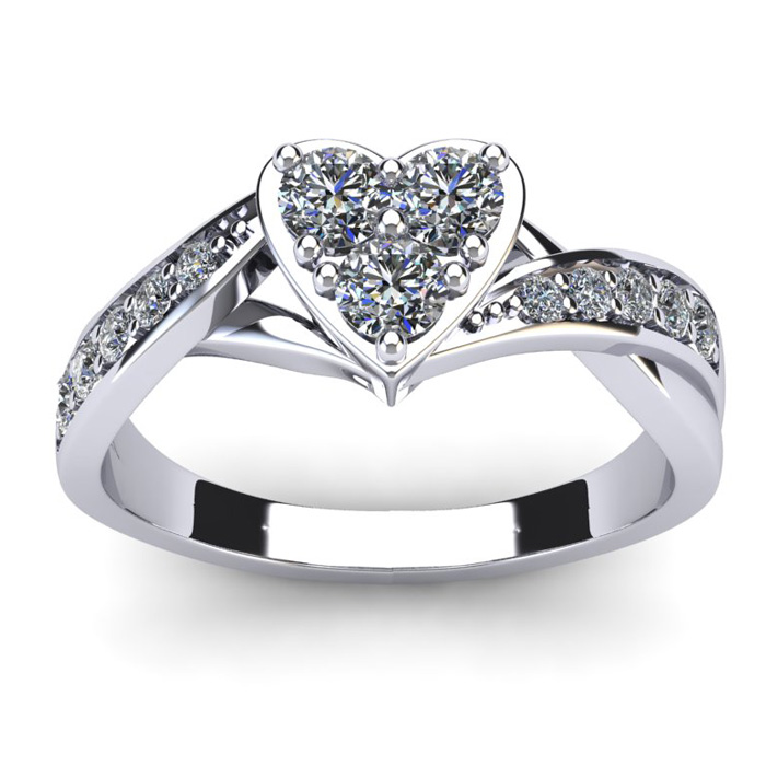 1/2 Carat Heart Shape Bridal Engagement Ring in White Gold (4.7 g) (, SI2-I1) by SuperJeweler