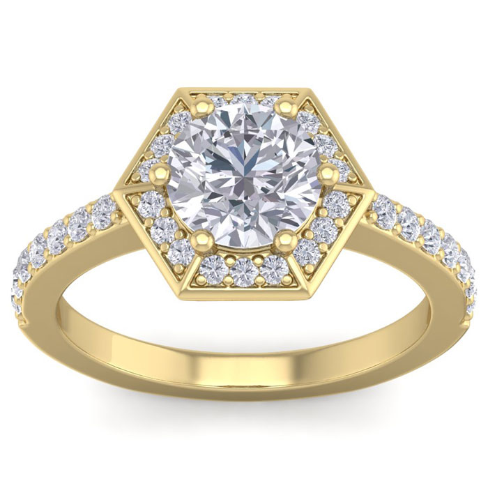 2 Carat Halo Diamond Engagement Ring in 14K Yellow Gold (3.70 g) (  I1-I2 Clarity Enhanced)  Size 6.5 by SuperJeweler