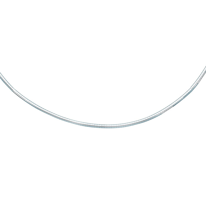 14K White Gold (17.10 g) 3.0mm 20 Inch Round Omega Chain Necklace by SuperJeweler