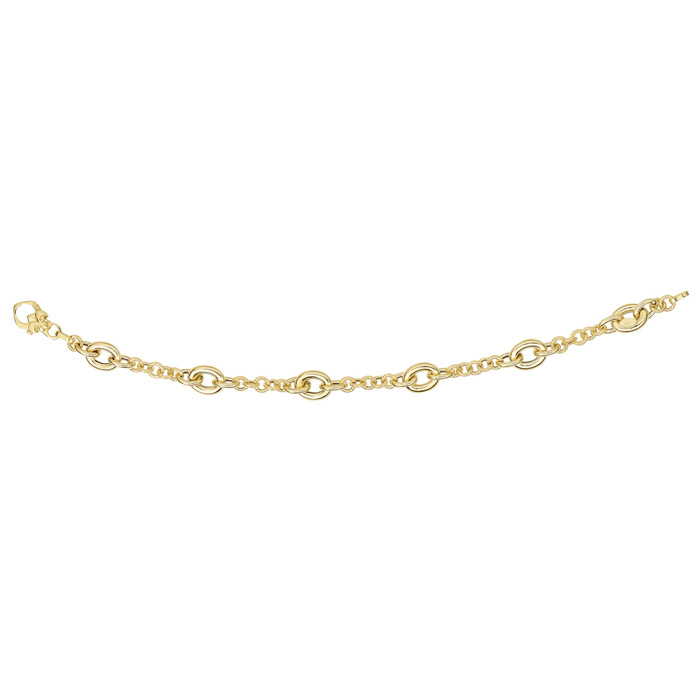 14K Yellow Gold (4.80 g) 1-4mm 7.5 Inch Shiny Round Link & Oval Link Chain Bracelet by SuperJeweler