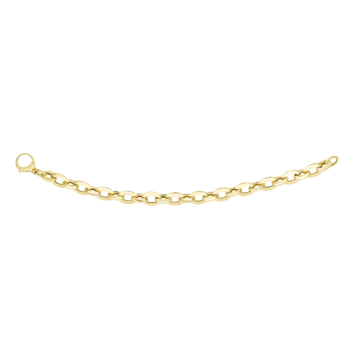 14K Yellow Gold (5.30 g) 9.4mm 7.25 Inch Shiny Oval Fancy Link Chain Bracelet by SuperJeweler