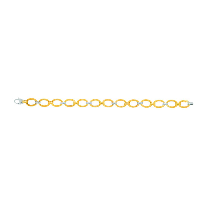 14K Yellow & White Gold (4.50 g) 7.5 Inch Twisted Oval Link Chain Bracelet by SuperJeweler