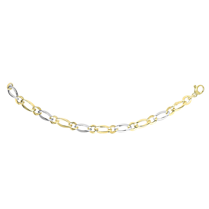 14K Yellow & White Gold (4 g) 7.75 Inch Shiny Twisted Oval Link Chain Bracelet by SuperJeweler