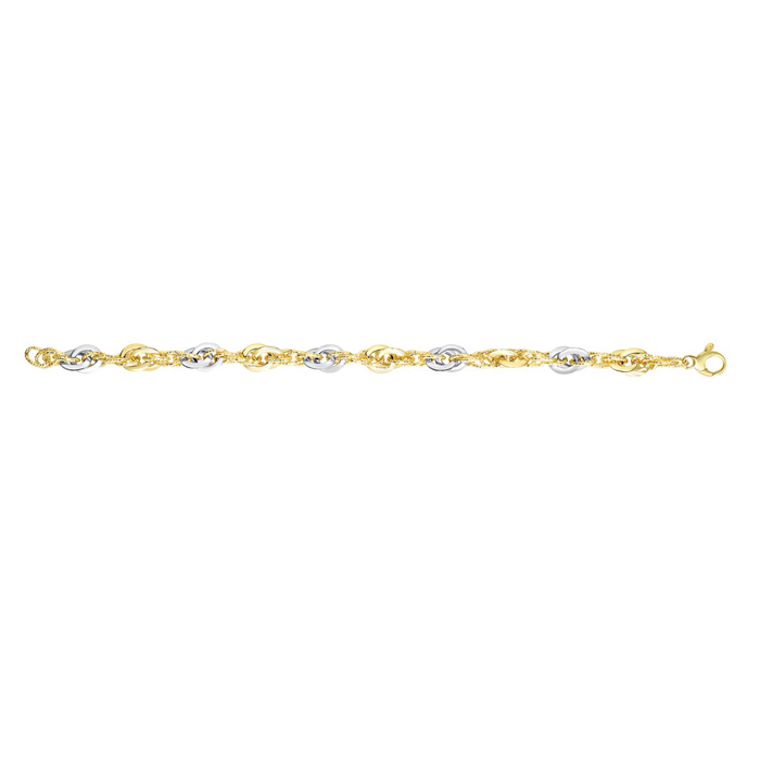 14K Yellow & White Gold (5.50 g) 7.5 Inch Fancy Oval Link Chain Bracelet by SuperJeweler