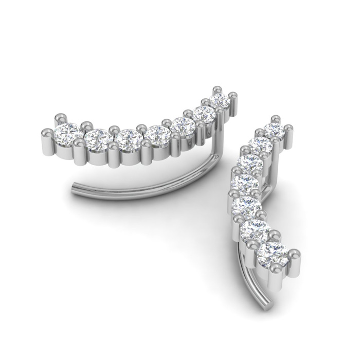 1/2ct Diamond Ear Climbers In 14K White Gold