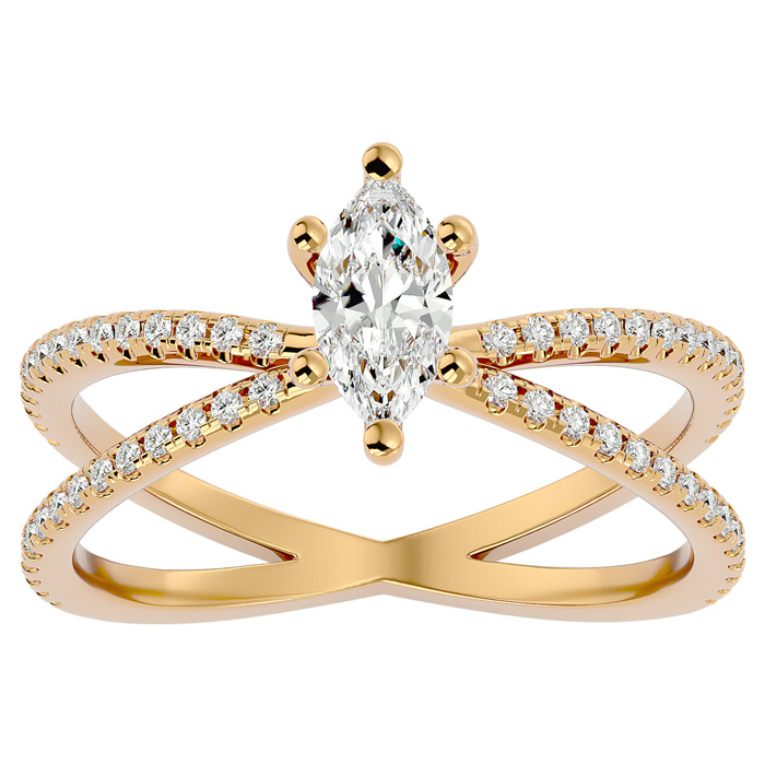 3/4 Carat Marquise Shape Diamond Engagement Ring in 14K Yellow Gold (3.50 g) (, SI2-I1) by SuperJeweler