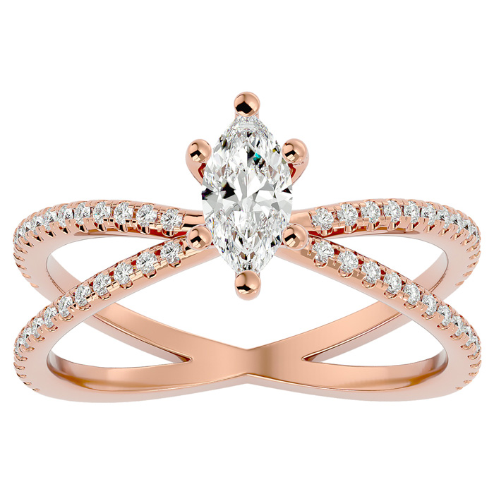 3/4 Carat Marquise Shape Diamond Engagement Ring in 14K Rose Gold (3.50 g) (, SI2-I1) by SuperJeweler