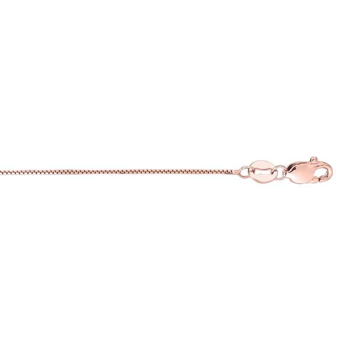 14K Rose Gold (0.90 g) 0.60mm 18 Inch Classic Pink Box Chain Necklace by SuperJeweler