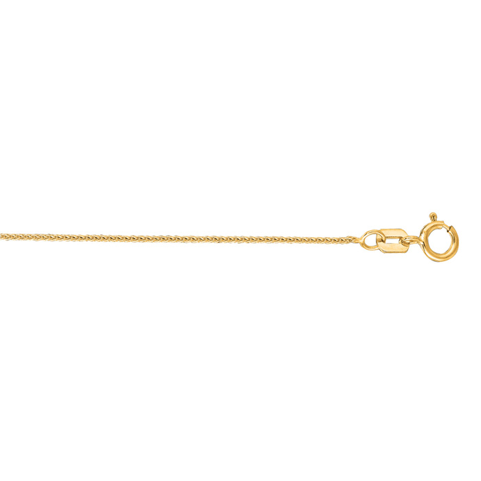 14K Yellow Gold (1.07 g) 0.60mm 16 Inch Round Diamond Cut Wheat Chain Necklace by SuperJeweler