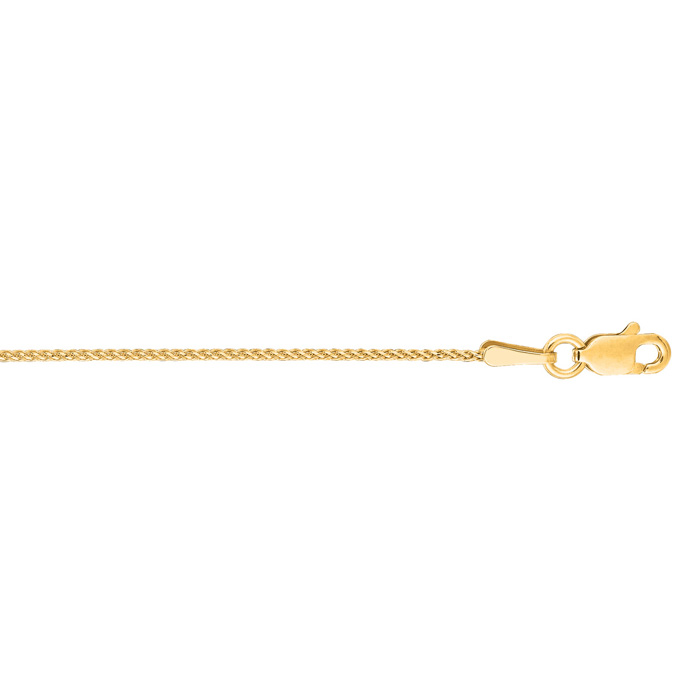 14K Yellow Gold (2.05 g) 1.0mm 18 Inch Round Diamond Cut Wheat Chain Necklace by SuperJeweler