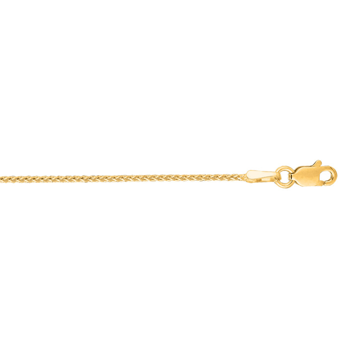 14K Yellow Gold (2.57 g) 1.1mm 16 Inch Round Diamond Cut Wheat Chain Necklace by SuperJeweler