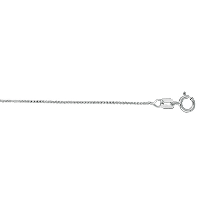 14K White Gold (1.07 g) 0.60mm 16 Inch Round Diamond Cut Wheat Chain Necklace by SuperJeweler