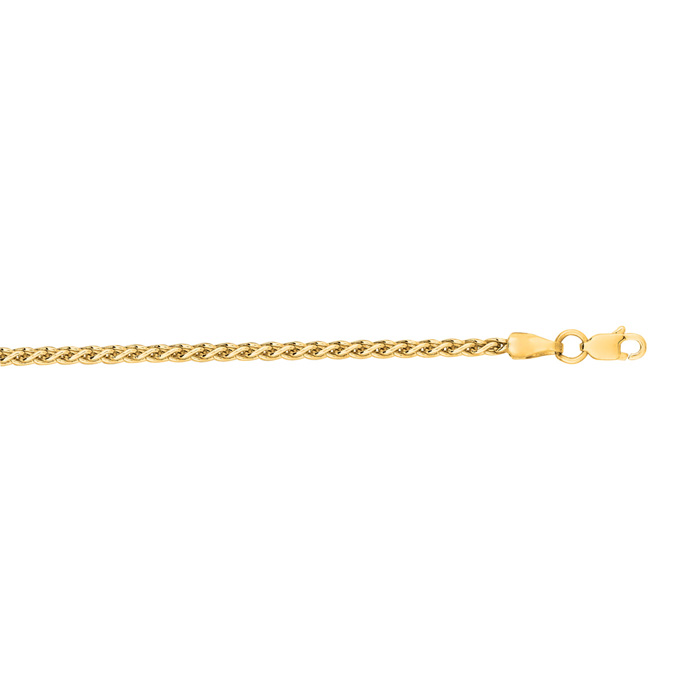 14K Yellow Gold (4 g) 2.4mm 16 Inch Light Weight Wheat Chain Necklace by SuperJeweler