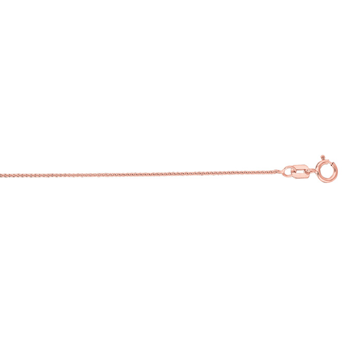 14K Rose Gold (1.20 g) 0.60mm 16 Inch Round Diamond Cut Wheat Chain Necklace by SuperJeweler