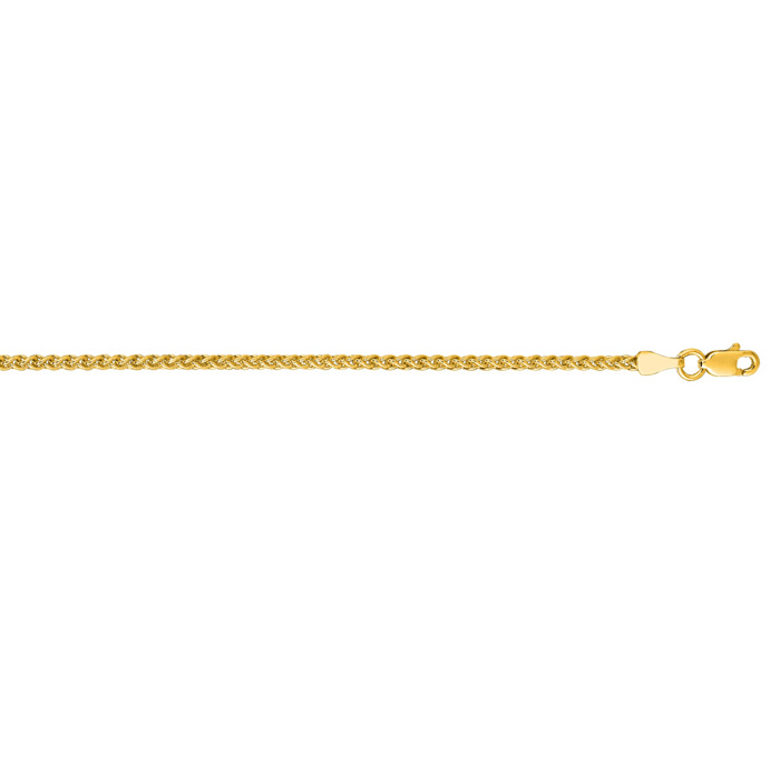 14K Yellow Gold (3.08 g) 2.1mm 7 Inch Round Wheat Chain Bracelet by SuperJeweler