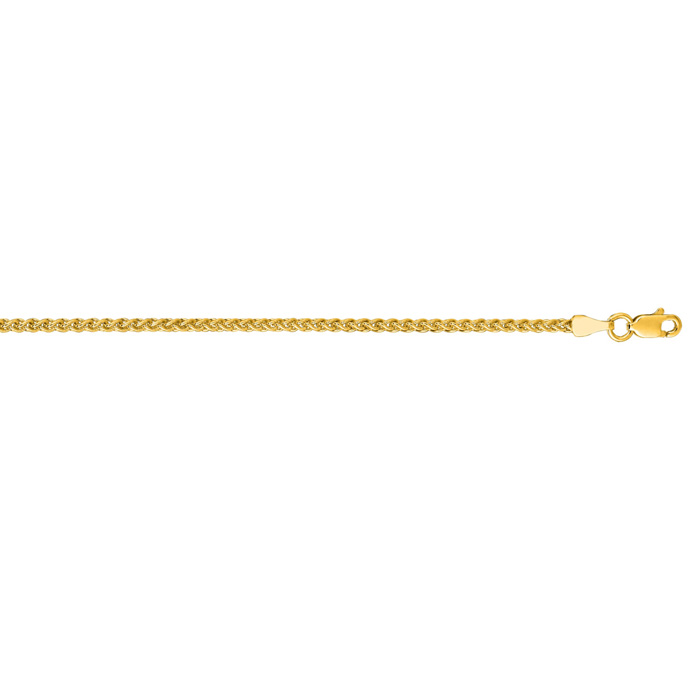 14K Yellow Gold (7.43 g) 2.1mm 18 Inch Round Wheat Chain Necklace by SuperJeweler