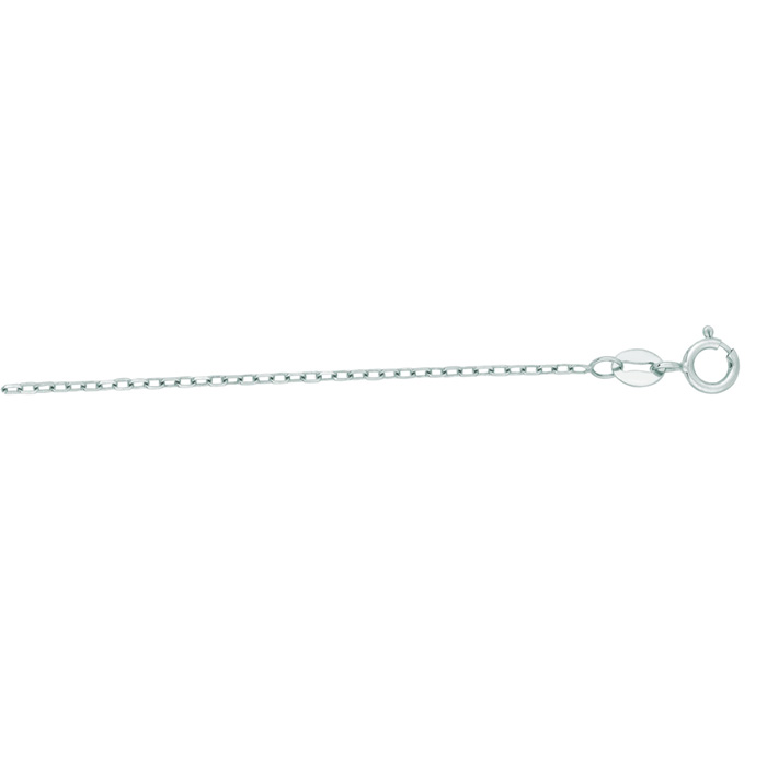 14K White Gold (1.20 g) 1.30mm 16 Inch Faceted Cable Link Chain Necklace by SuperJeweler