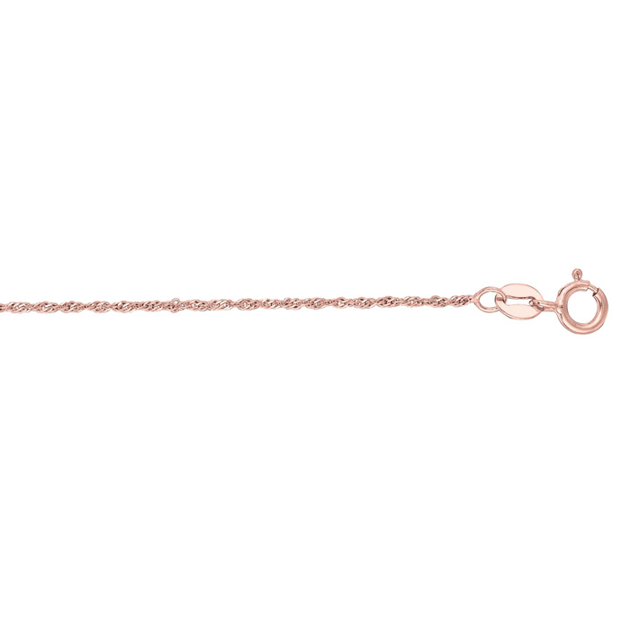 14K Rose Gold (0.90 g) 1.0mm 16 Inch Singapore Chain Necklace by SuperJeweler