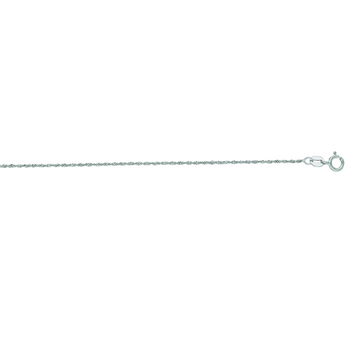 14K White Gold (1.10 G) 1.0mm 20 Inch Singapore Chain Necklace By SuperJeweler