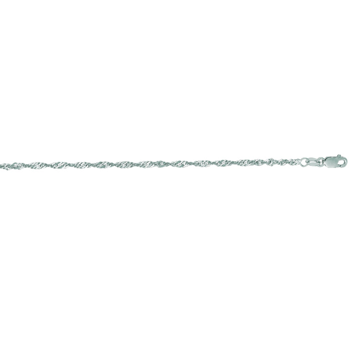 14K White Gold (2.80 g) 2.1mm 16 Inch Singapore Chain Necklace by SuperJeweler